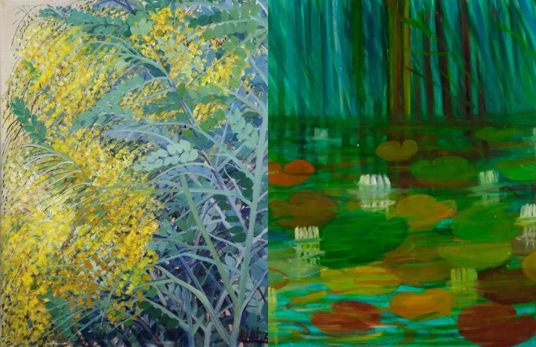 Composizione astratta floreale con mimose