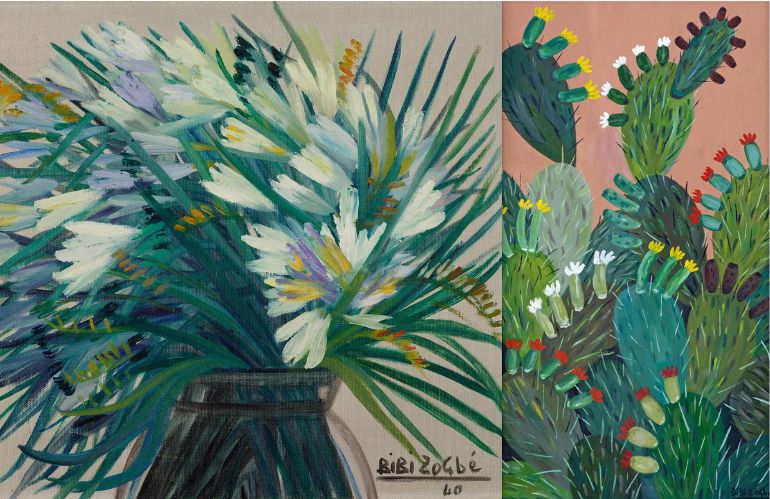 Dipinto simbolico floreale di Bibi Zogbé