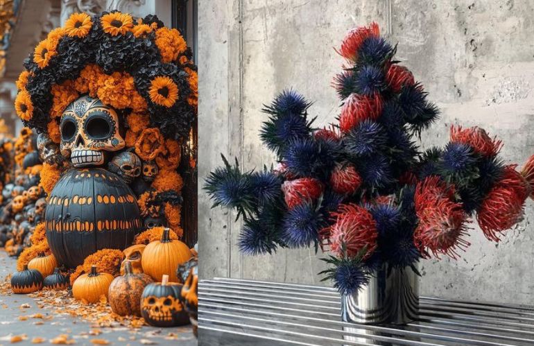 Bouquet autunnale in zucca tenuto in mano